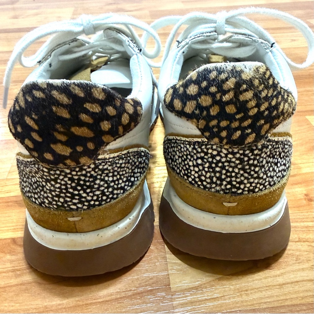 Madewell Leather Suede White Brown & Spotted Sneakers Gorgeous & Sanitized - Picture 7 of 10